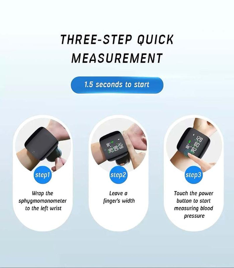 Wrist Blood Pressure Monitor Led Display,Touch Screen Wrist Blood Pressure Cuff 99X2 Reading Memory Wrist Bp Monitor with Carrying Case,Health Monitoring Adjustable.