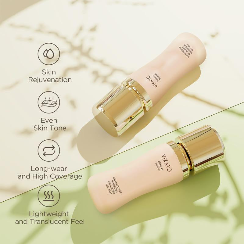 VIXATO Flawless Foundation - 24-Hour Long-Wear, Oil Control & Hydrating Serum Formula | Lightweight Medium Coverage Non-Comedogenic Concealer