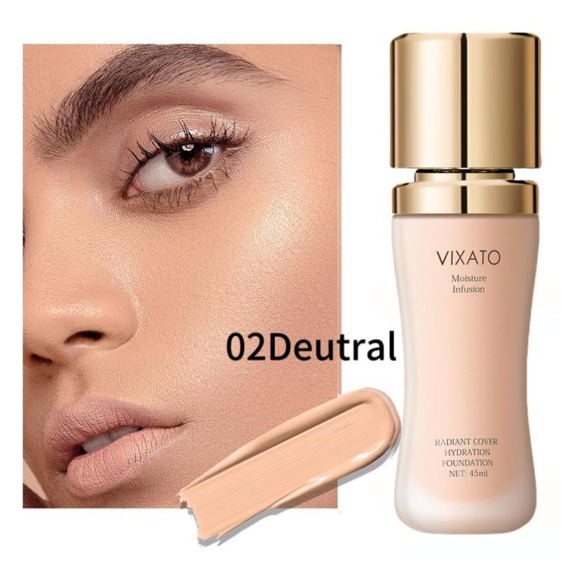 VIXATO Flawless Foundation - 24-Hour Long-Wear, Oil Control & Hydrating Serum Formula | Lightweight Medium Coverage Non-Comedogenic Concealer