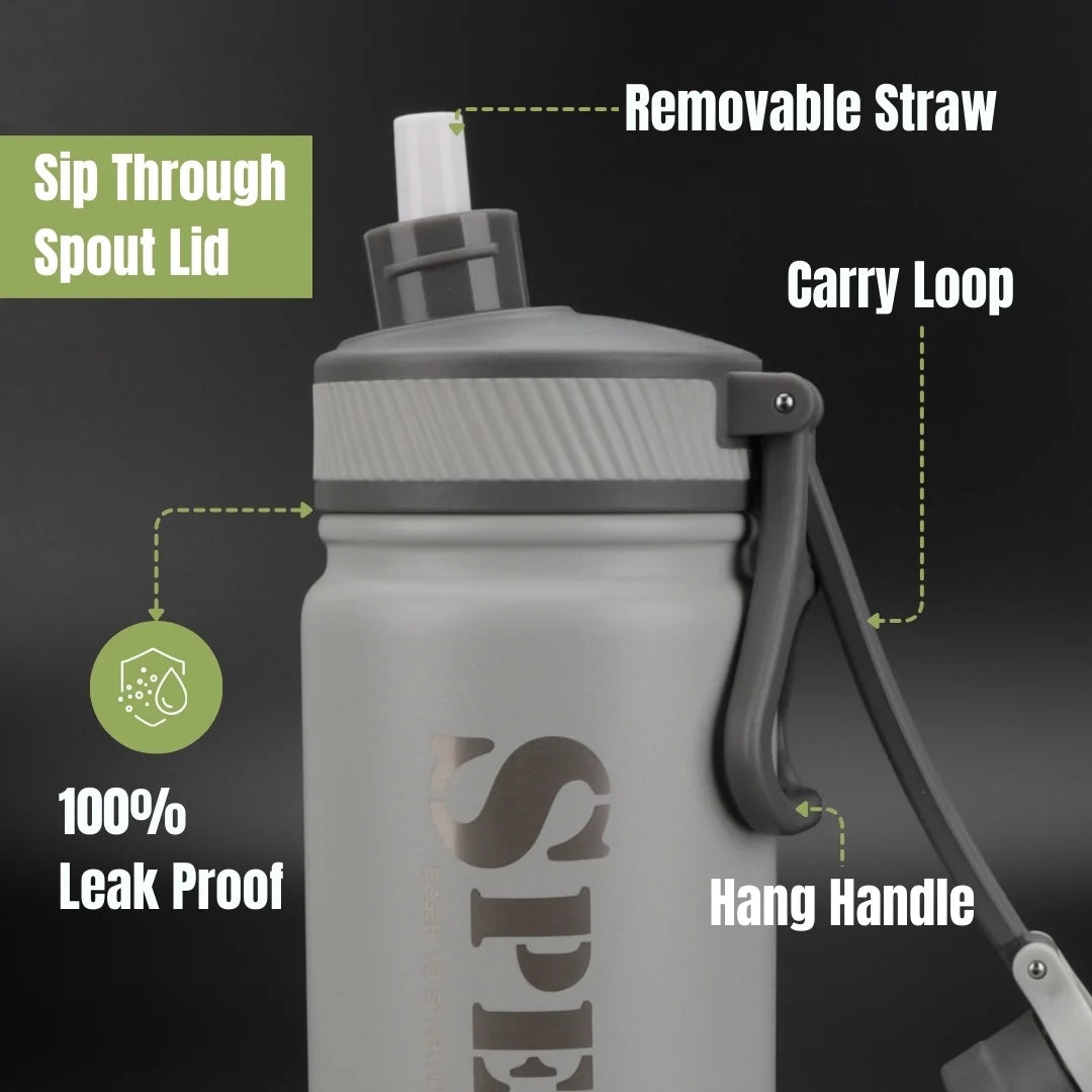 22 Oz Reusable Insulated Stainless Steel Sport Water Bottle with Straw