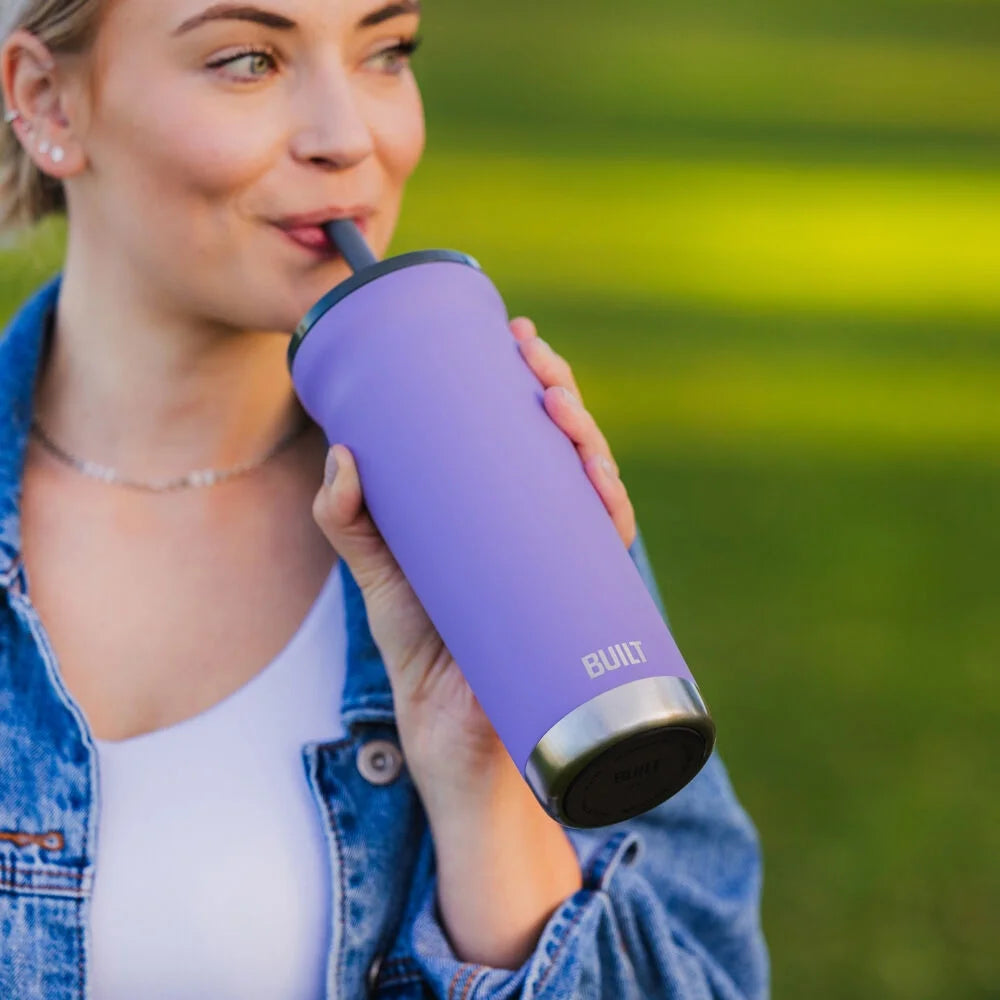 Torrent 24 Oz Stainless Steel Insulated Tumbler Water Bottle with Straw and Lid, Lavender