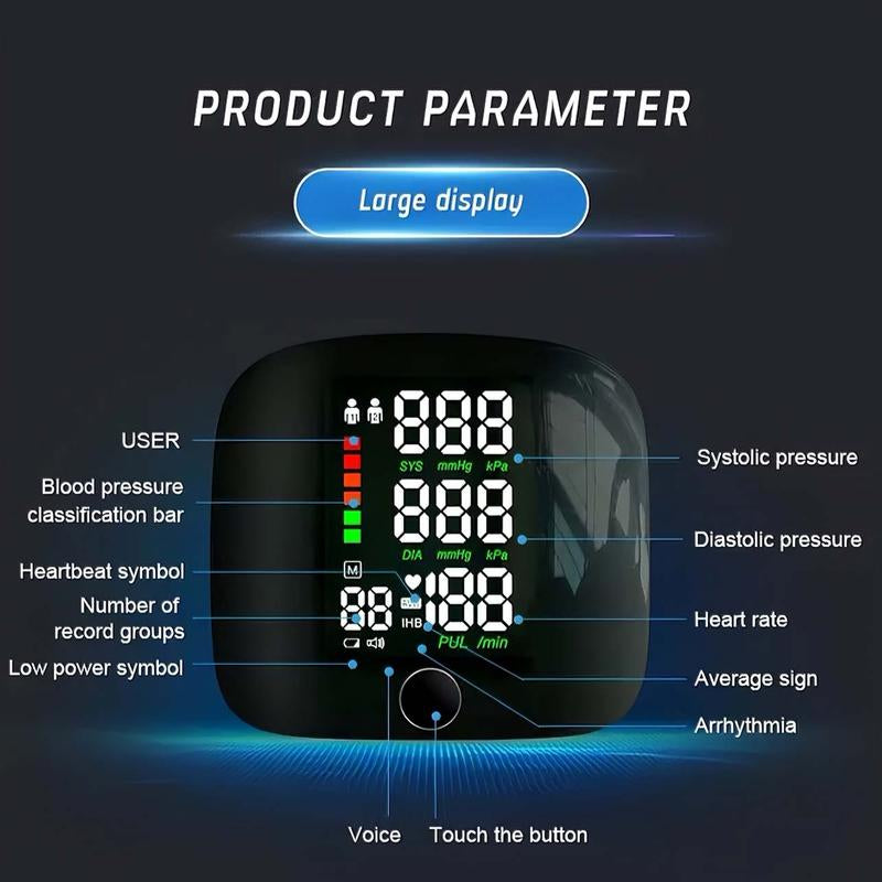 Wrist Blood Pressure Monitor Led Display,Touch Screen Wrist Blood Pressure Cuff 99X2 Reading Memory Wrist Bp Monitor with Carrying Case,Health Monitoring Adjustable.