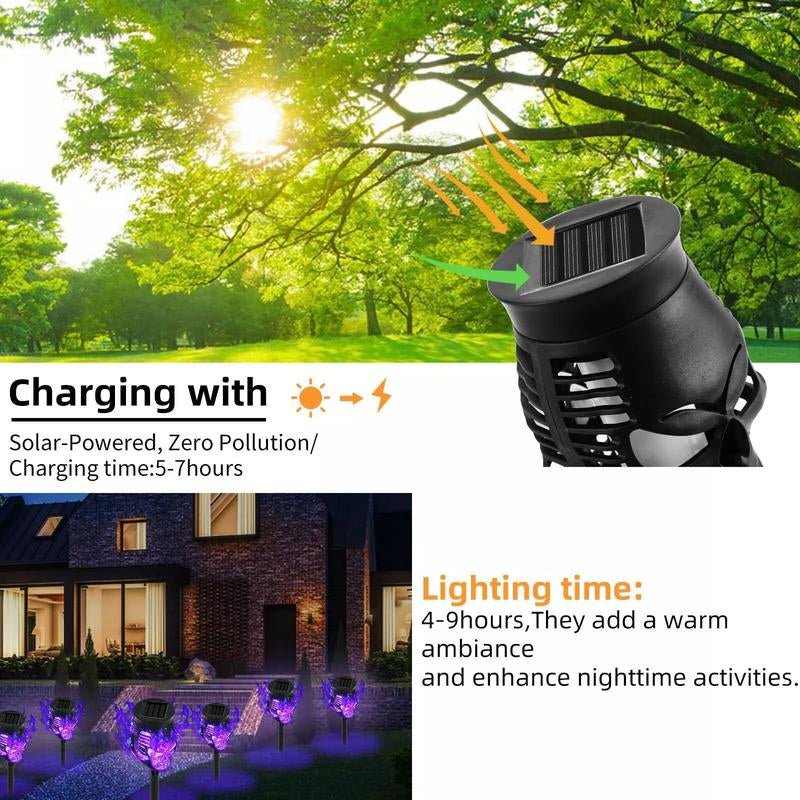 Halloween Spooky Skulls Solar Torches 4 Pack Flickering Gardenlamp Ecofriendly Decorative Lights for Lawn & Pathway