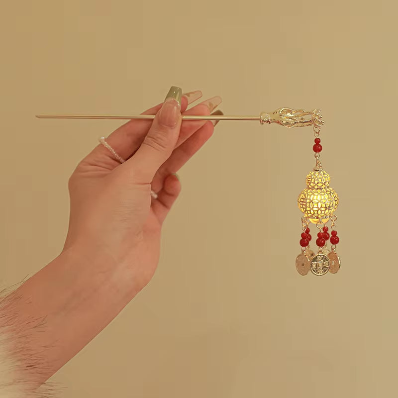 Chinese Rabbit Lantern Hair Pin Clips Hair Sticks Hanfu Hair Accessories for Women Kids Ancient Style Hairpin Hair Fork