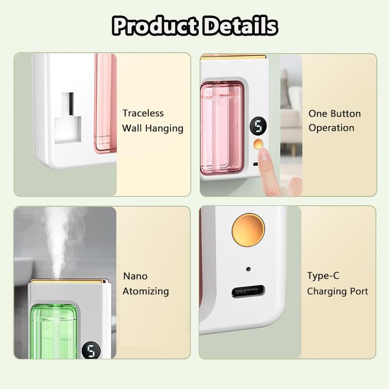 Rechargeable Automatic Timing Essential Oil Diffuser, Aroma Diffuser or Essential Oil, Home Fragrance for Living Room, Bedroom, Office