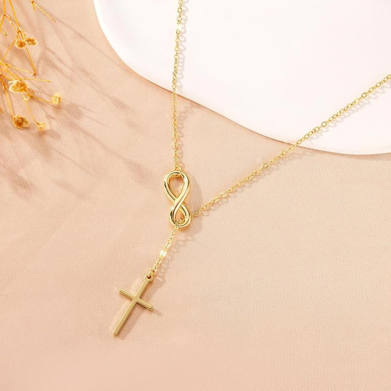 NECOCY Cross Y Chain Pendant Necklaces for Women-Non Tarnish Dainty Charm Necklace-Waterproof Religious Jewelry Gift for Fashion
