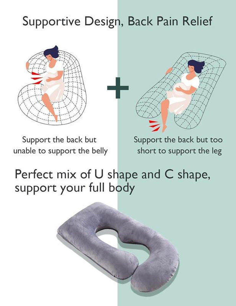 TTZZ Pregnancy Pillow, U-Shape Full Body Pillow, Removable Cooling Cover, Pregnancy Pillow for Sleeping, Body Pillows for Adults, Maternity Pillow and Pregnancy Must Haves