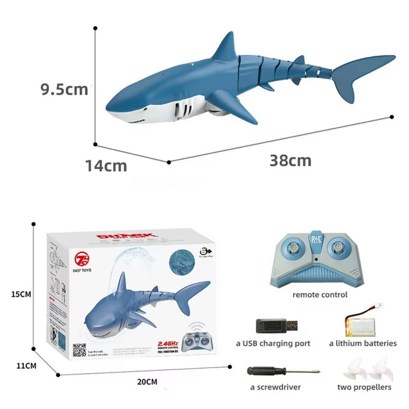 2.4G Simulation Remote Control Animals with Lights Submarine Robots Spray Water Rc Shark Toy Electric Fish Outdoor Kids Toys Boy