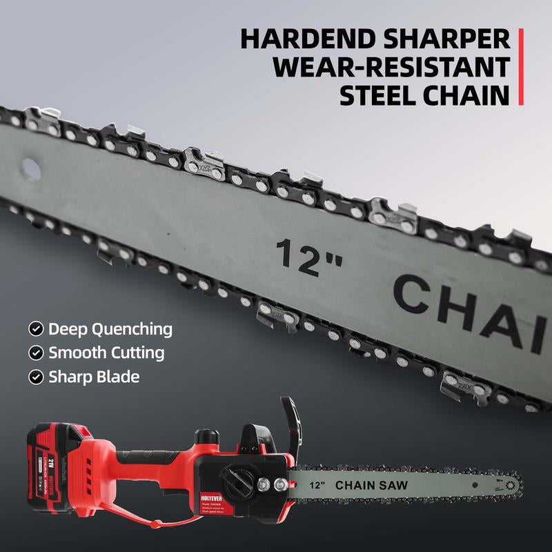 Holyever Cordless High Speed Brushless 12" Chain Saw with Two 21V Batteries,For Makita , Automatic Lubrication, Great for Logging, Crafts, Home, Gifts
