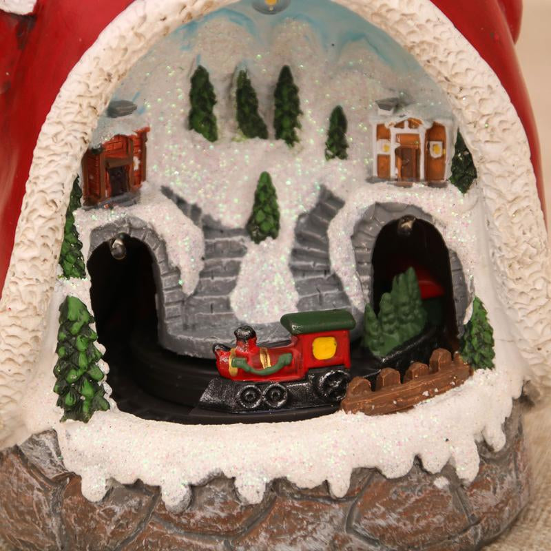Christmas Santa Snowman Music Box, Village & Rotating Train Decor, Musical Lights, Durable Resin Material, Hand-Painted Colors