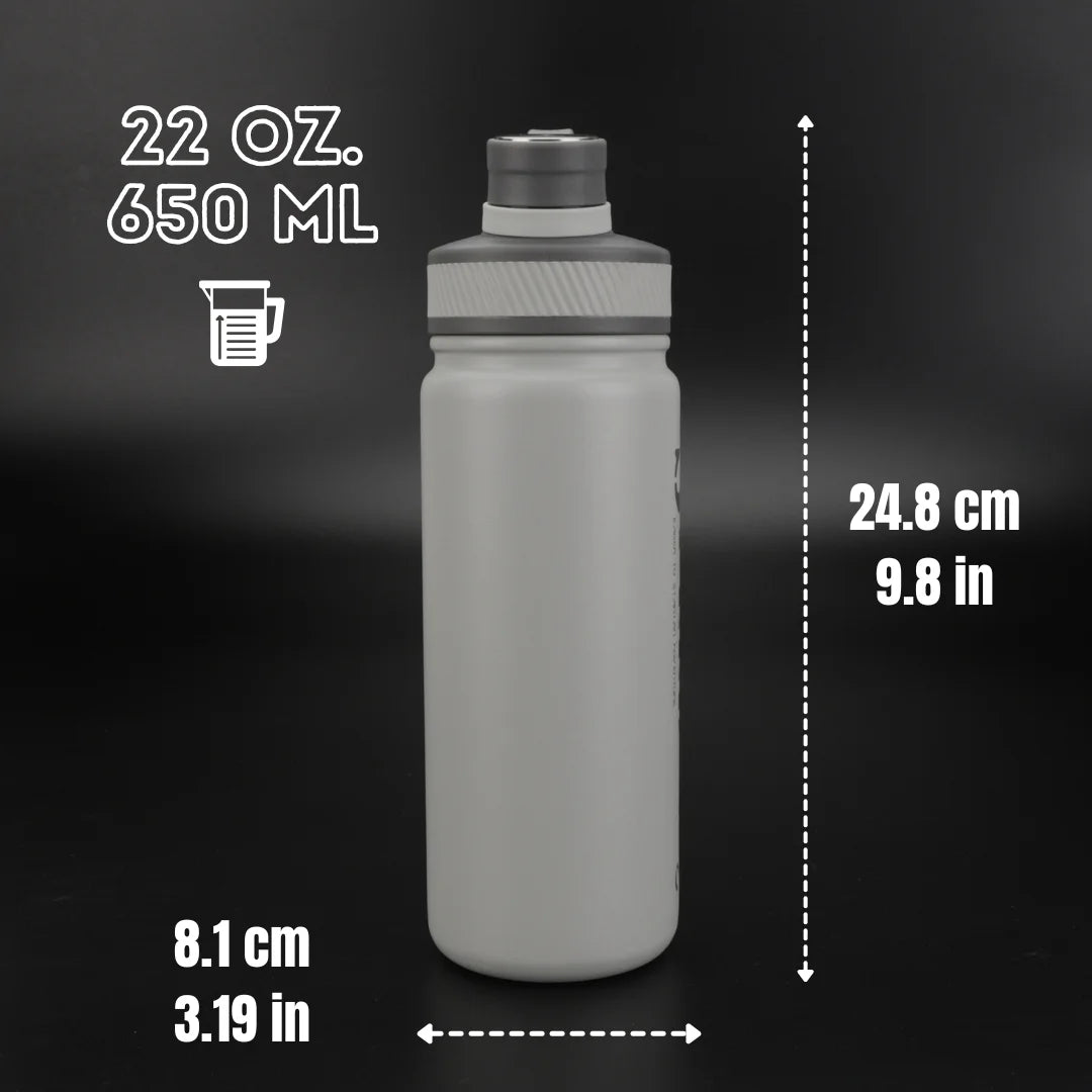 22 Oz Reusable Insulated Stainless Steel Sport Water Bottle with Straw