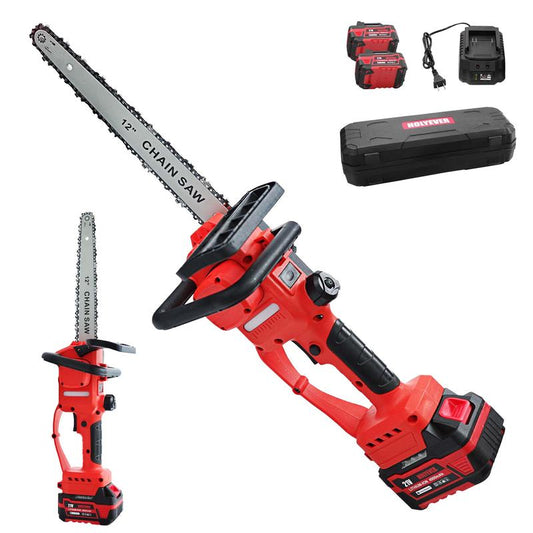 Holyever Cordless High Speed Brushless 12" Chain Saw with Two 21V Batteries,For Makita , Automatic Lubrication, Great for Logging, Crafts, Home, Gifts