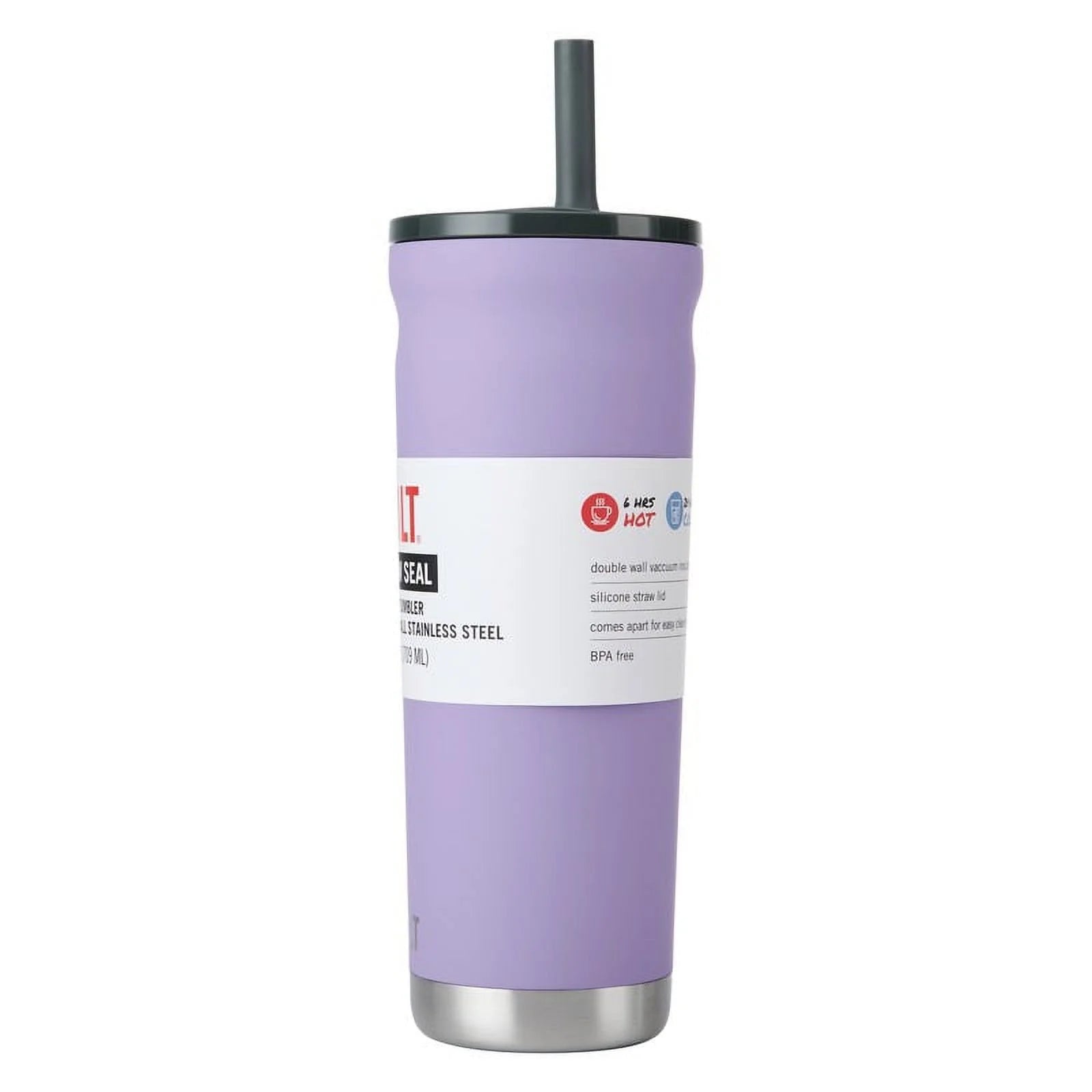 Torrent 24 Oz Stainless Steel Insulated Tumbler Water Bottle with Straw and Lid, Lavender
