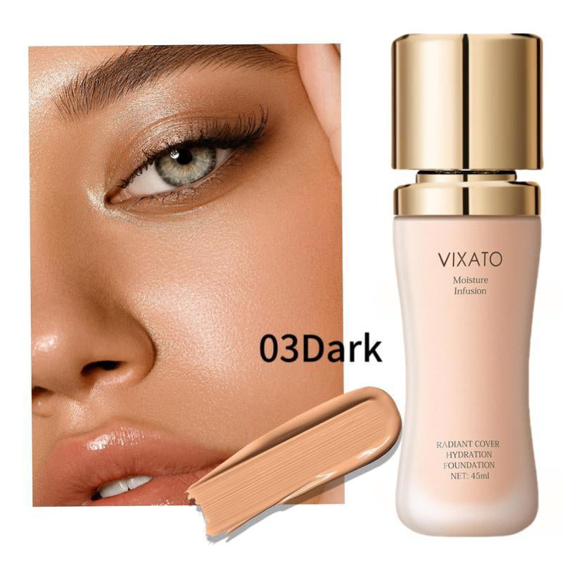 VIXATO Flawless Foundation - 24-Hour Long-Wear, Oil Control & Hydrating Serum Formula | Lightweight Medium Coverage Non-Comedogenic Concealer