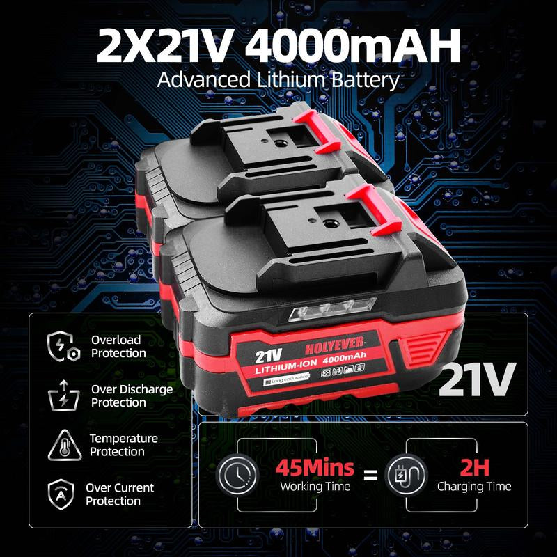 Holyever Cordless High Speed Brushless 12" Chain Saw with Two 21V Batteries,For Makita , Automatic Lubrication, Great for Logging, Crafts, Home, Gifts
