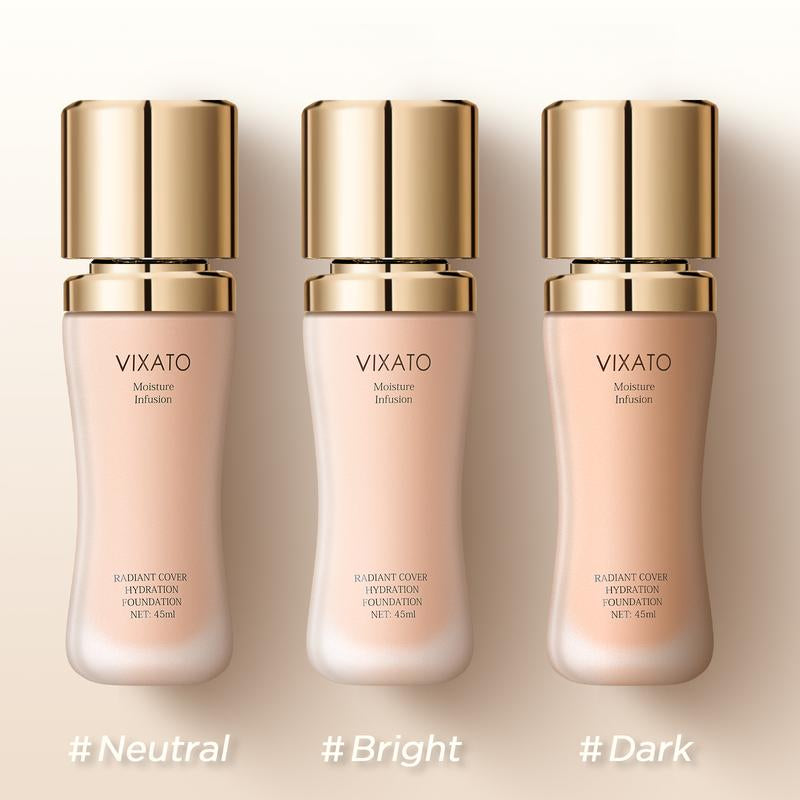 VIXATO Flawless Foundation - 24-Hour Long-Wear, Oil Control & Hydrating Serum Formula | Lightweight Medium Coverage Non-Comedogenic Concealer