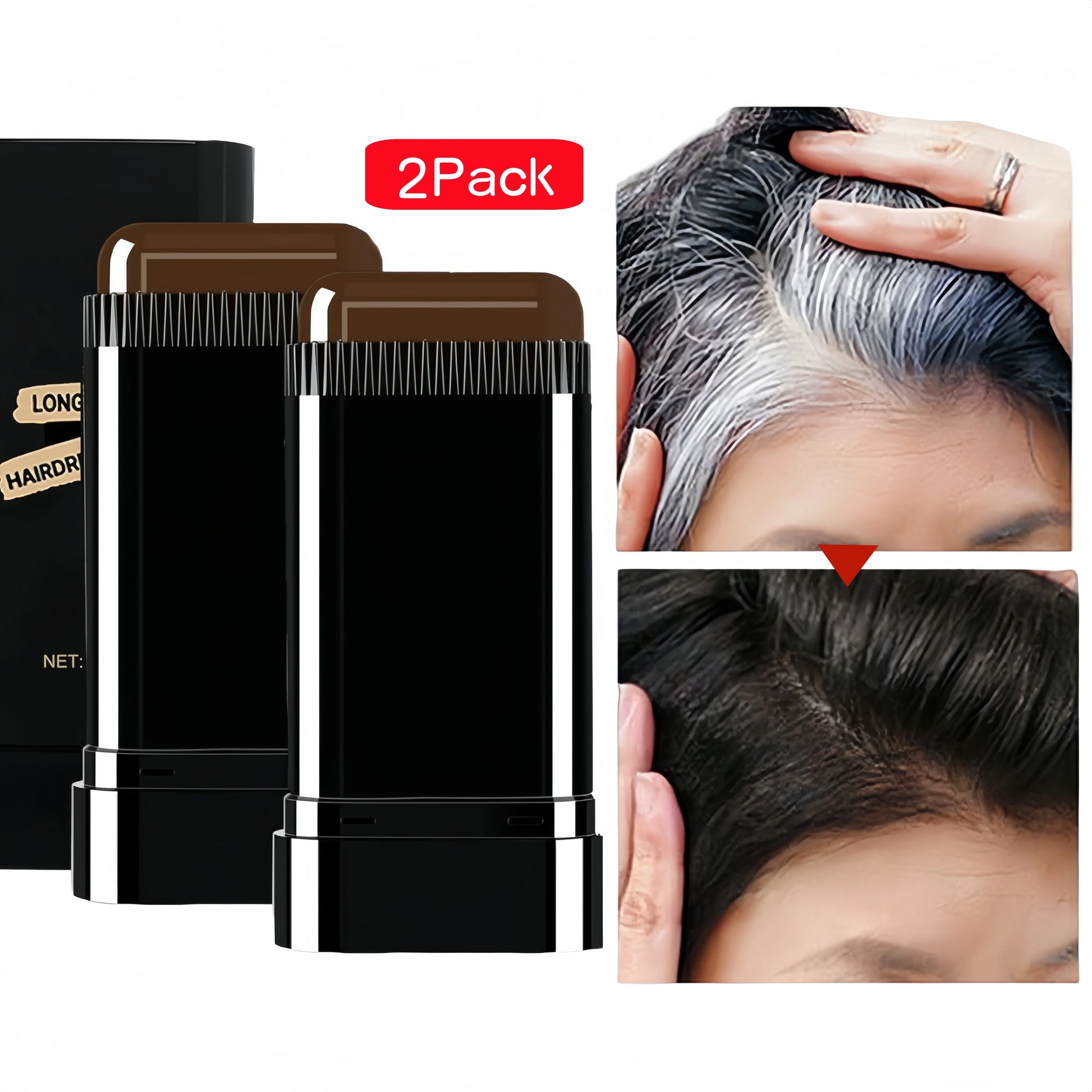 2Pcs Convenient Comb Hair Dye Stick Portable Hair Dye Comb Men Women Gray Hair Coverage Sweat-Proof 2In1 Instant Coloring Wand