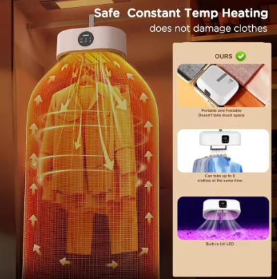 Portable Clothes Dryer Folded Electric Clothing Dryer Multifunctional Intelligent Timed Warm Laundry Dryer with Remote Control