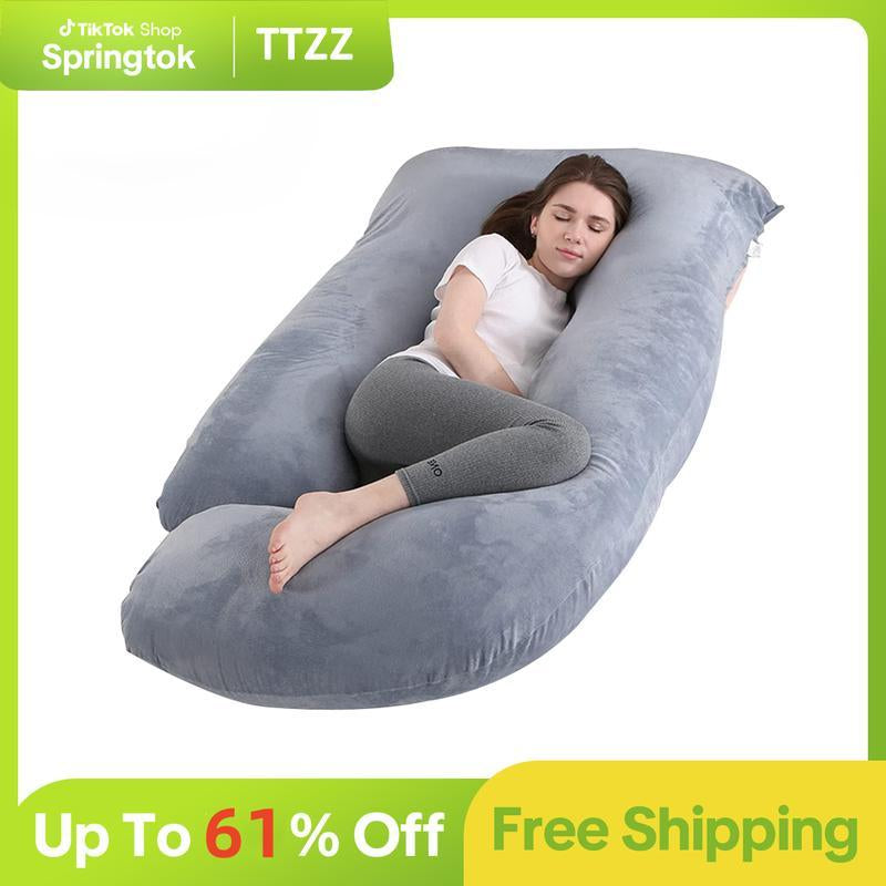 TTZZ Pregnancy Pillow, U-Shape Full Body Pillow, Removable Cooling Cover, Pregnancy Pillow for Sleeping, Body Pillows for Adults, Maternity Pillow and Pregnancy Must Haves