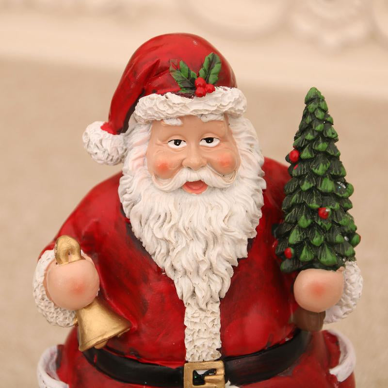 Christmas Santa Snowman Music Box, Village & Rotating Train Decor, Musical Lights, Durable Resin Material, Hand-Painted Colors