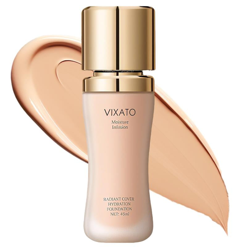 VIXATO Flawless Foundation - 24-Hour Long-Wear, Oil Control & Hydrating Serum Formula | Lightweight Medium Coverage Non-Comedogenic Concealer