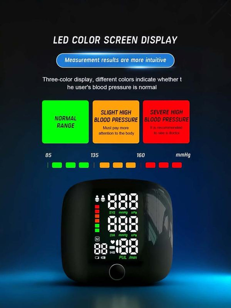 Wrist Blood Pressure Monitor Led Display,Touch Screen Wrist Blood Pressure Cuff 99X2 Reading Memory Wrist Bp Monitor with Carrying Case,Health Monitoring Adjustable.