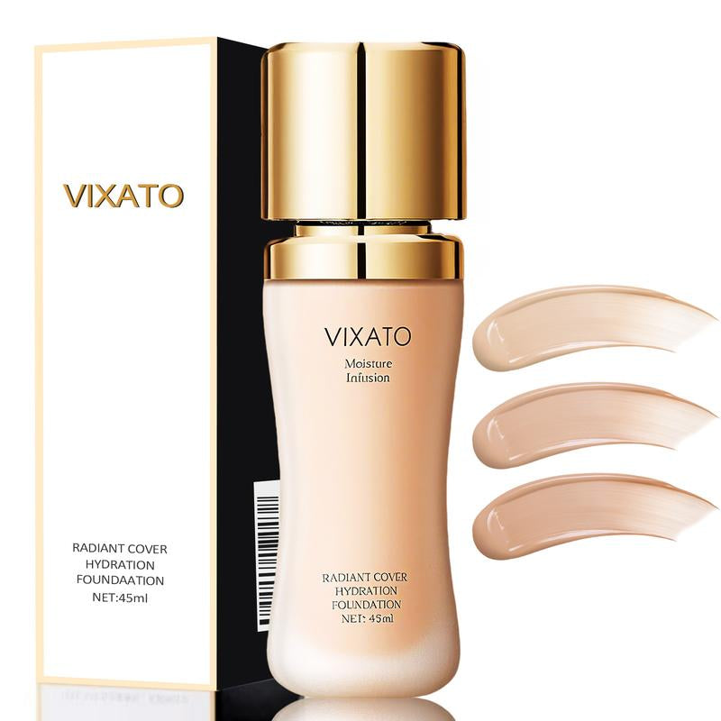 VIXATO Flawless Foundation - 24-Hour Long-Wear, Oil Control & Hydrating Serum Formula | Lightweight Medium Coverage Non-Comedogenic Concealer