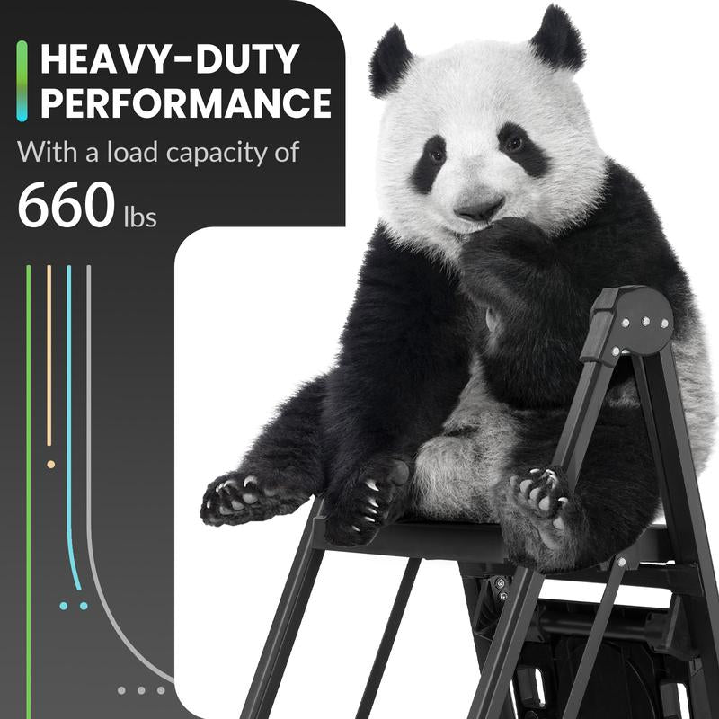 Xinsunho 3 Step Ladder, Foldable Handrail & Tool Tray Stool Ladders with Anti-Slip Wide Pedal, 660 Lbs Sturdy Steel Ladder for Home Kitchen and Outdoor