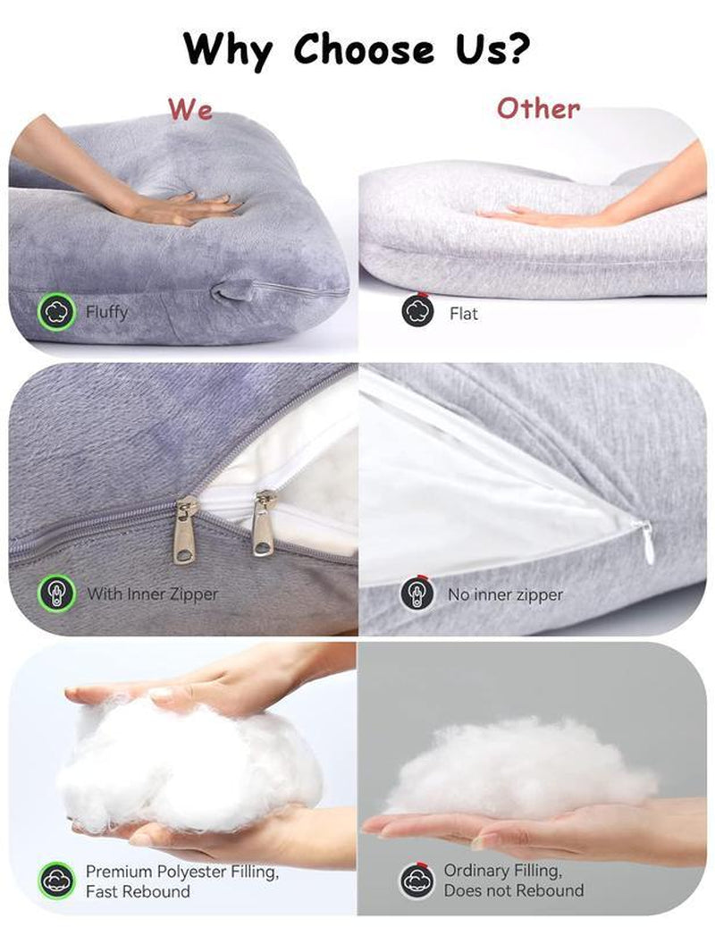 TTZZ Pregnancy Pillow, U-Shape Full Body Pillow, Removable Cooling Cover, Pregnancy Pillow for Sleeping, Body Pillows for Adults, Maternity Pillow and Pregnancy Must Haves