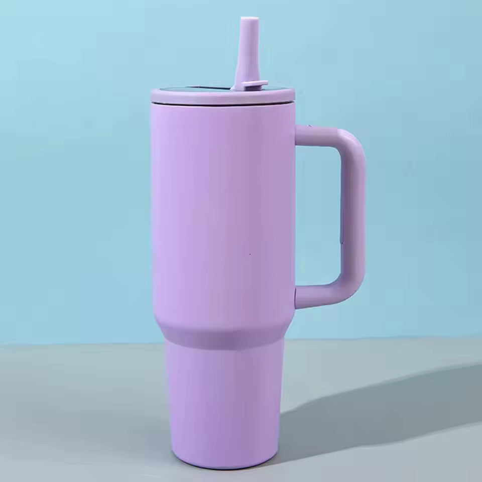 40 Oz Insulated Tumbler with Handle Straw Double Wall Vacuum Leakproof Thermal Iced Travel Mug Hot Drink Coffee Cup with Lid